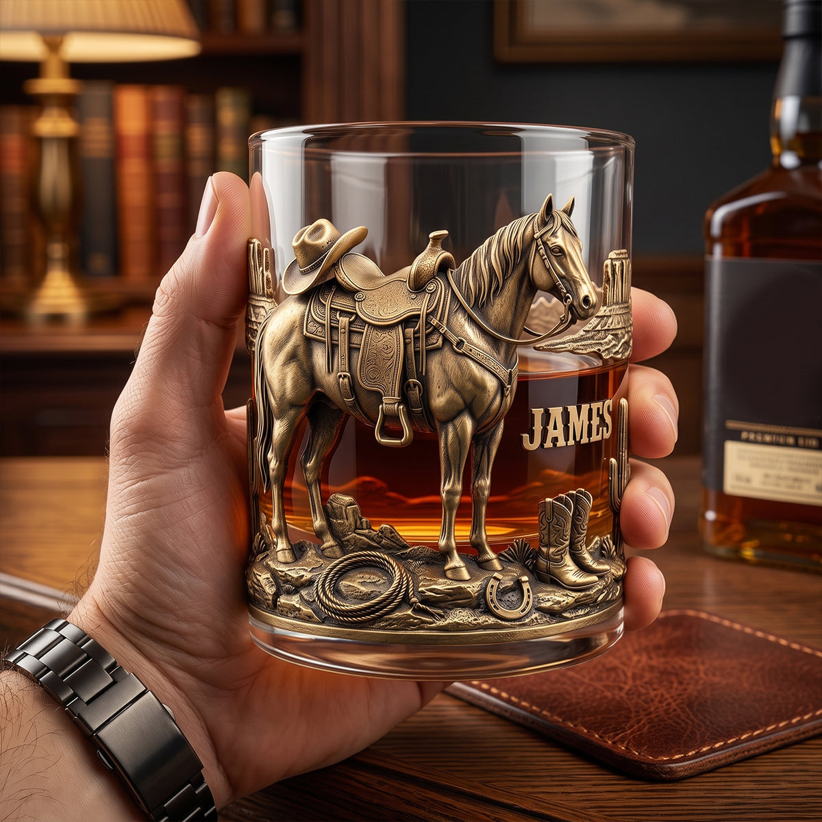 Horse Cowboy Round Glass - Personalized Gifts For Horse Lovers