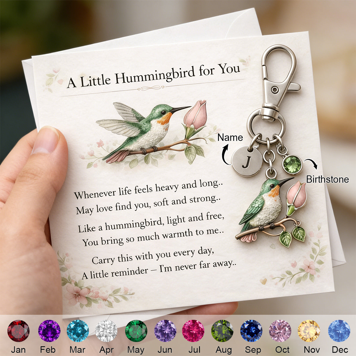 A Little Hummingbird for You keychain - Personalized Filled with Love &amp; Comfort Keychain - Mother’s Day Gift