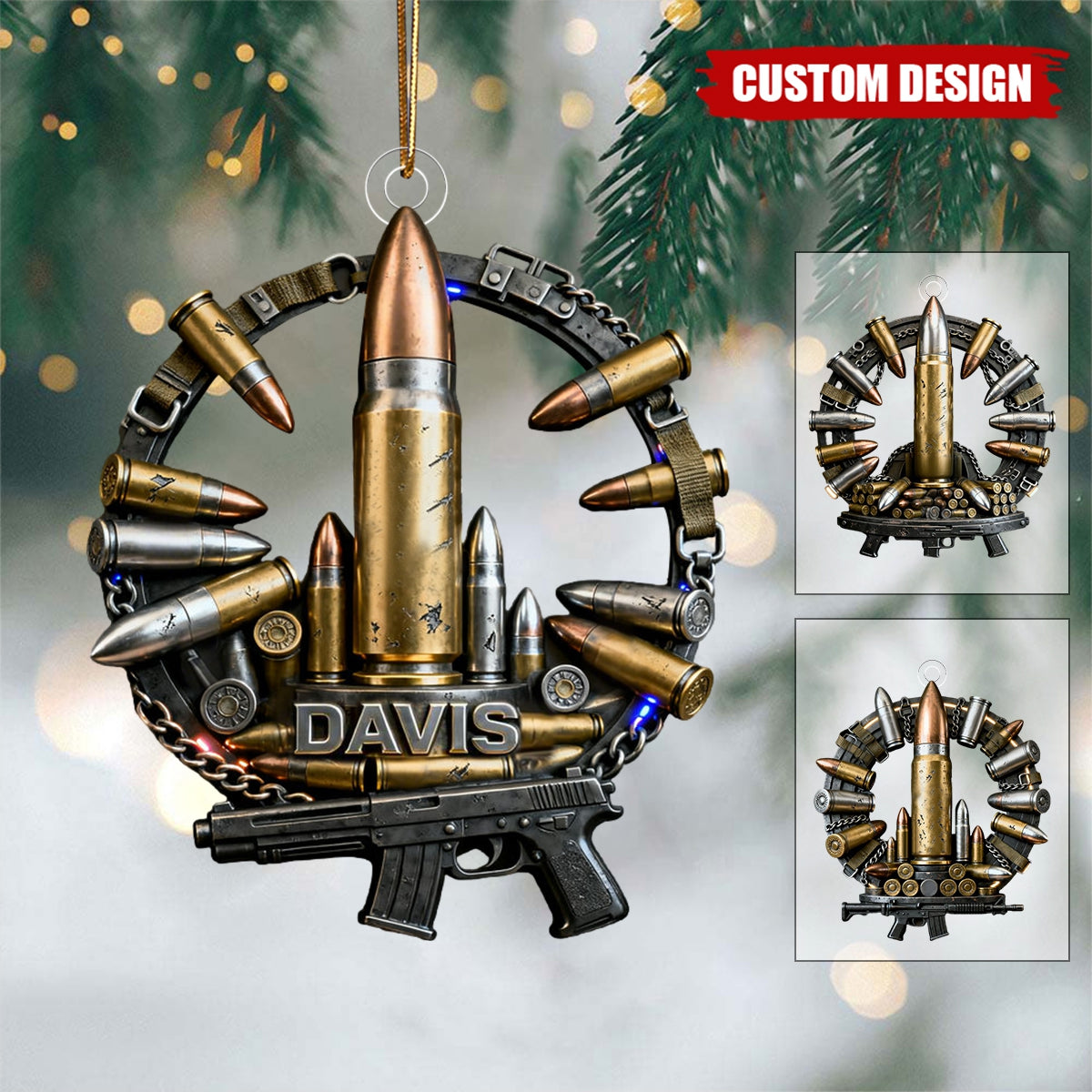 Personalized Gun Bullet Ornament - Gift For Army, Gun Lovers