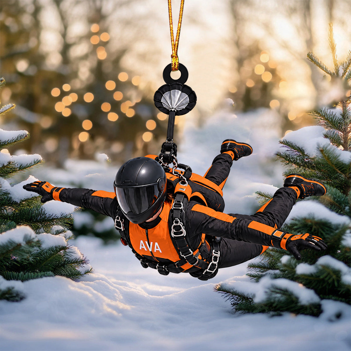 Personalized Custom Skydiver Christmas Ornament, Gift For Parachutist
