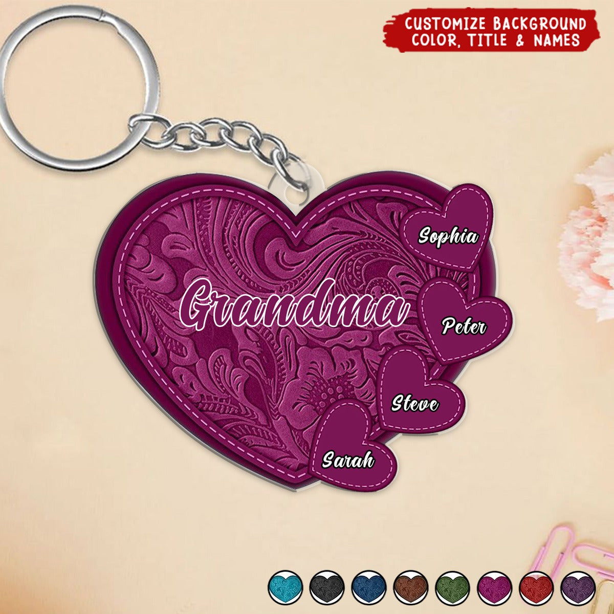Grandma&#39;s Little Sweethearts - Personalized Cutout Acrylic Keychain