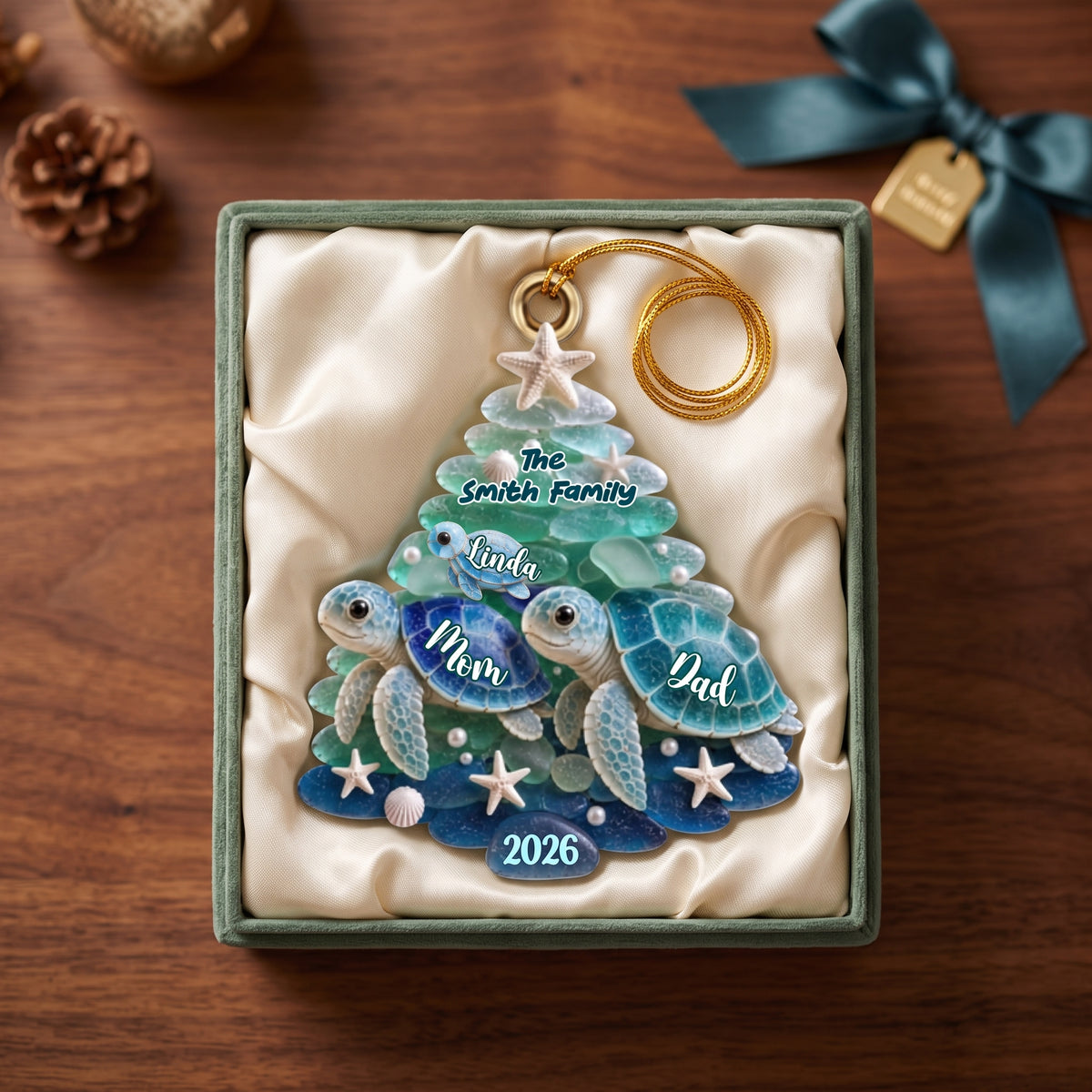 Turtle Family Christmas Ornament - Personalized Gifts For Family