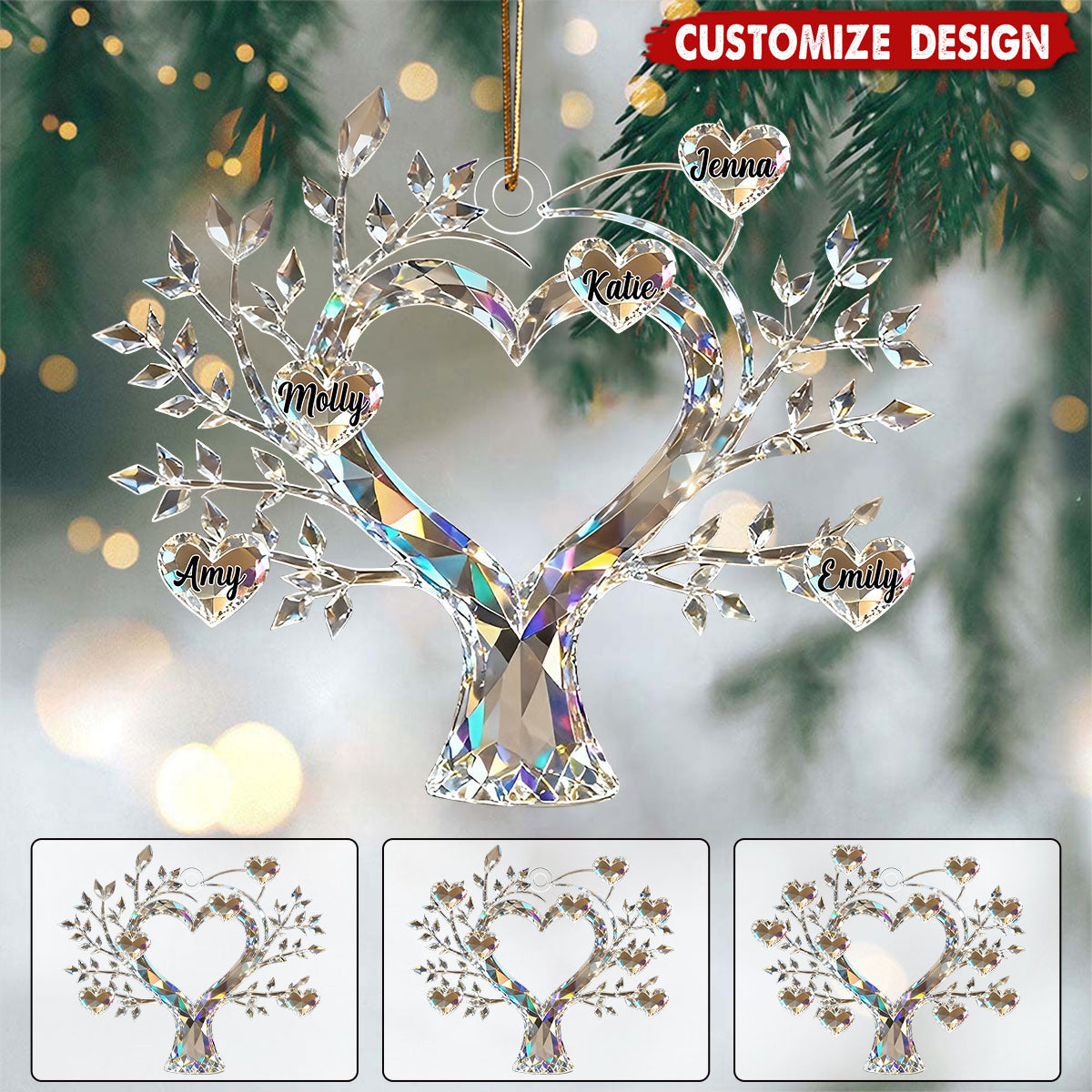 Personalized Tree of Life Family Member Crystal Ornaments