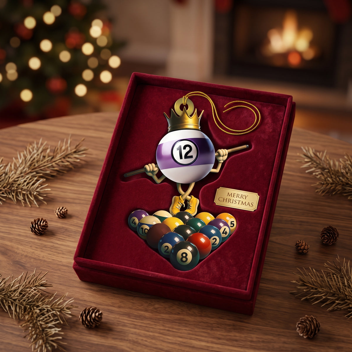Personalized King of Billiards Acrylic Ornament - Custom Christmas Keepsake Gift for Pool Players