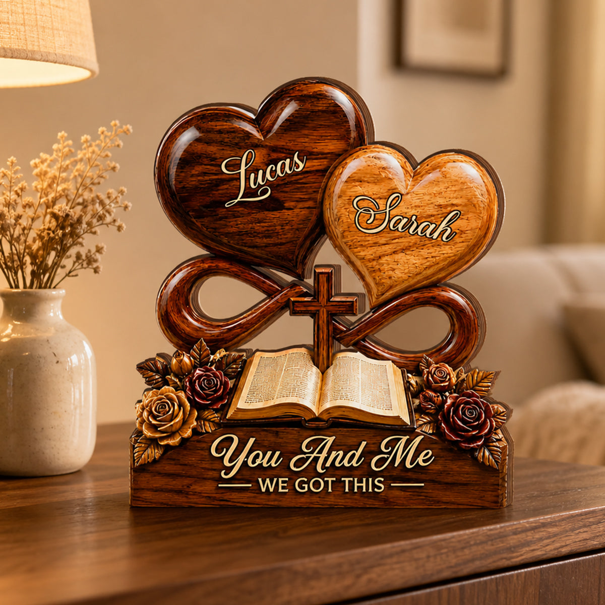 God Blessed Our Love - Personalized Wooden Plaque