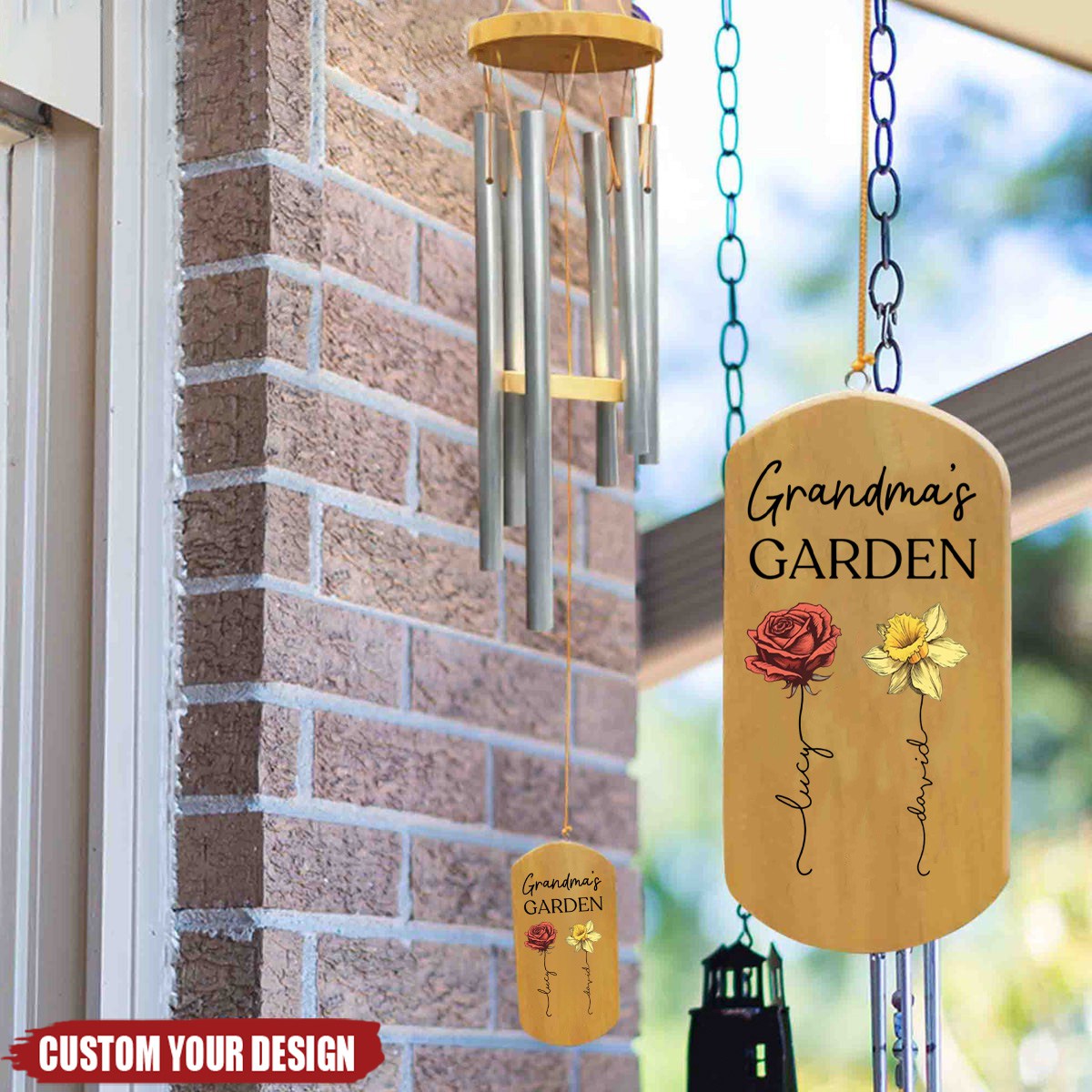 Grandma&#39;s Garden - Personalized Wind Chime - Gift For Mom / Grandma