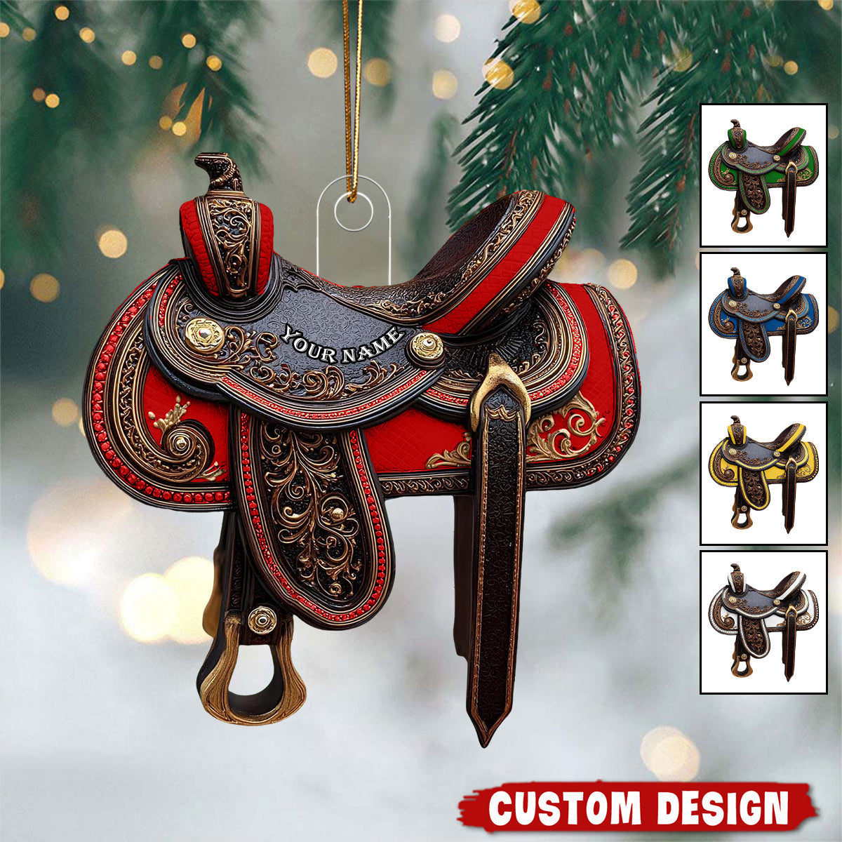 Personalized Western Saddle Ornament - Holiday Gift for Riders