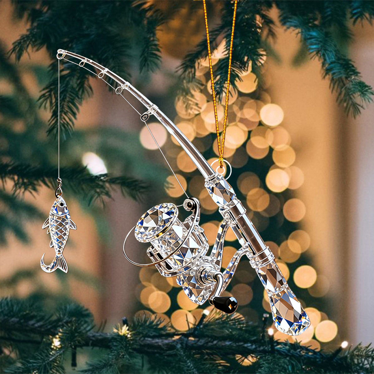 buck with fishing pole ornaments Personalized Fishing Rod Christmas Ornament Gift For Fishing Lover