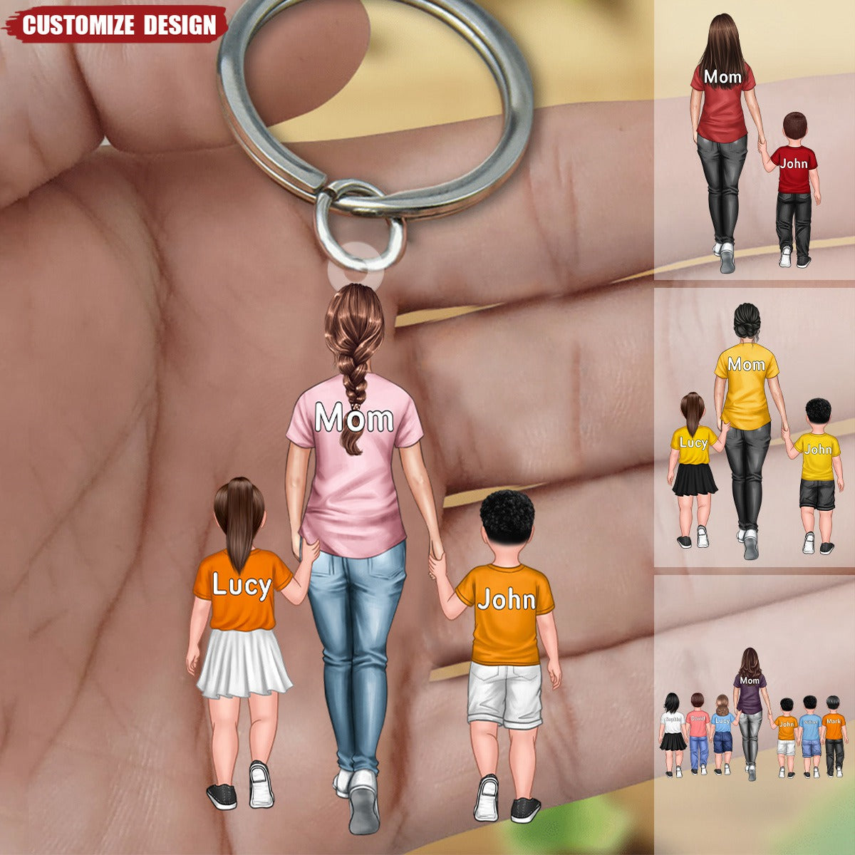 Personalized Mom / Nana And Kids Keychain - Gift For Mother&#39;s Day