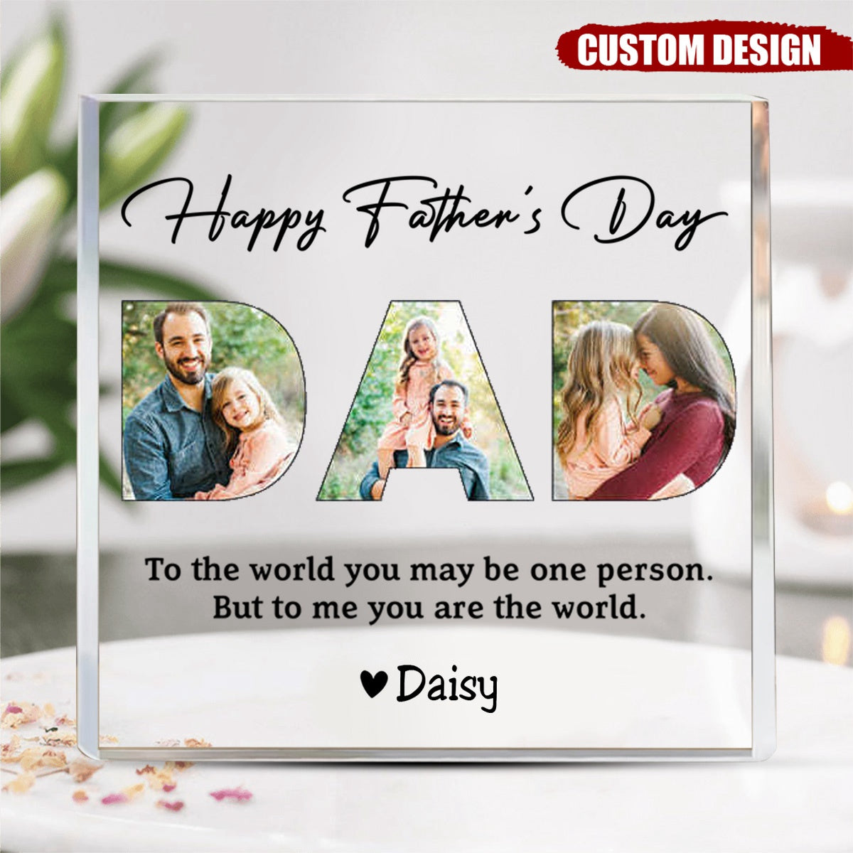Dad, To Me You Are The World - Personalized Custom Square Shaped Acrylic Plaque - Gift For Dad, Father&#39;s Day Gift