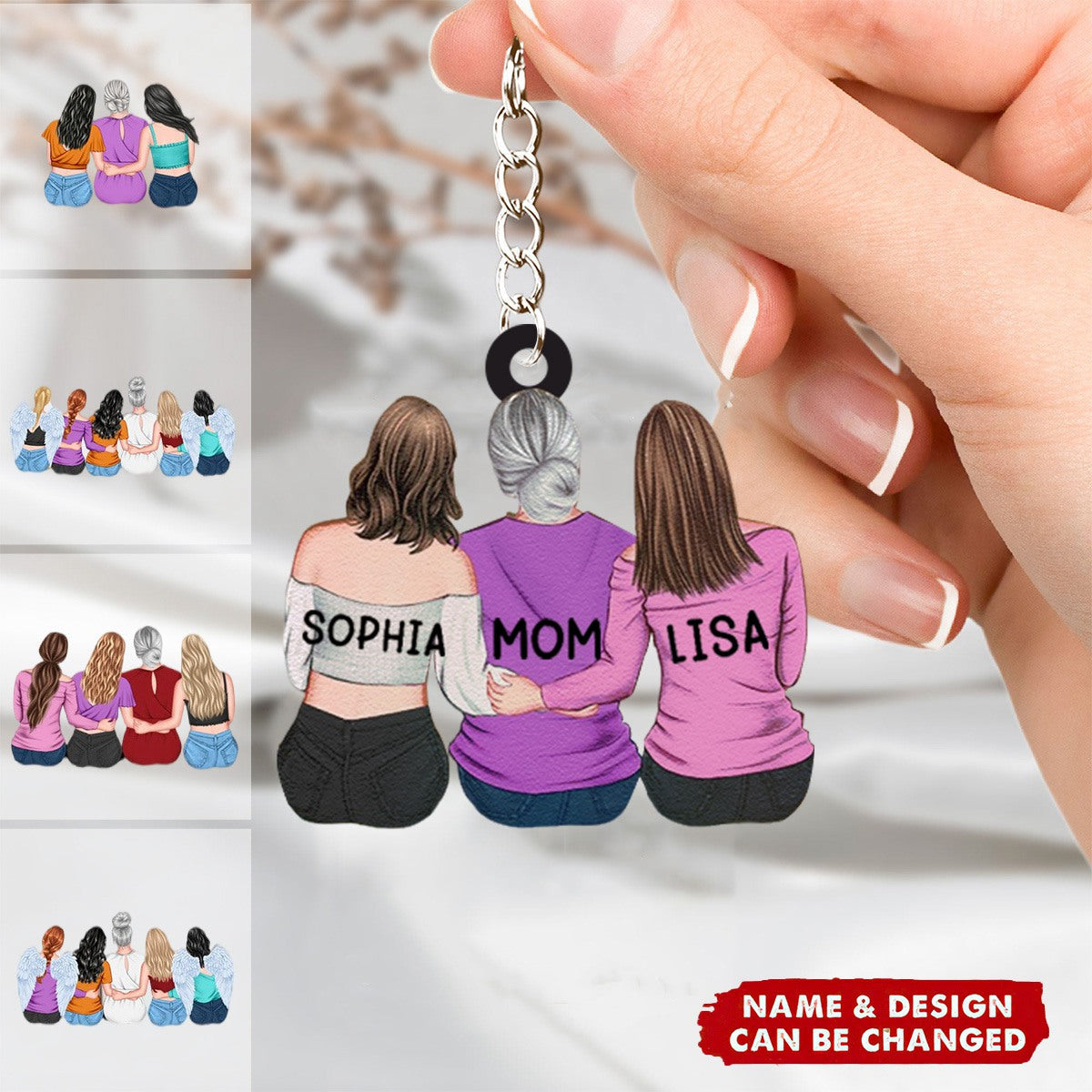 Personalized Mother &amp; Daughter Keychain