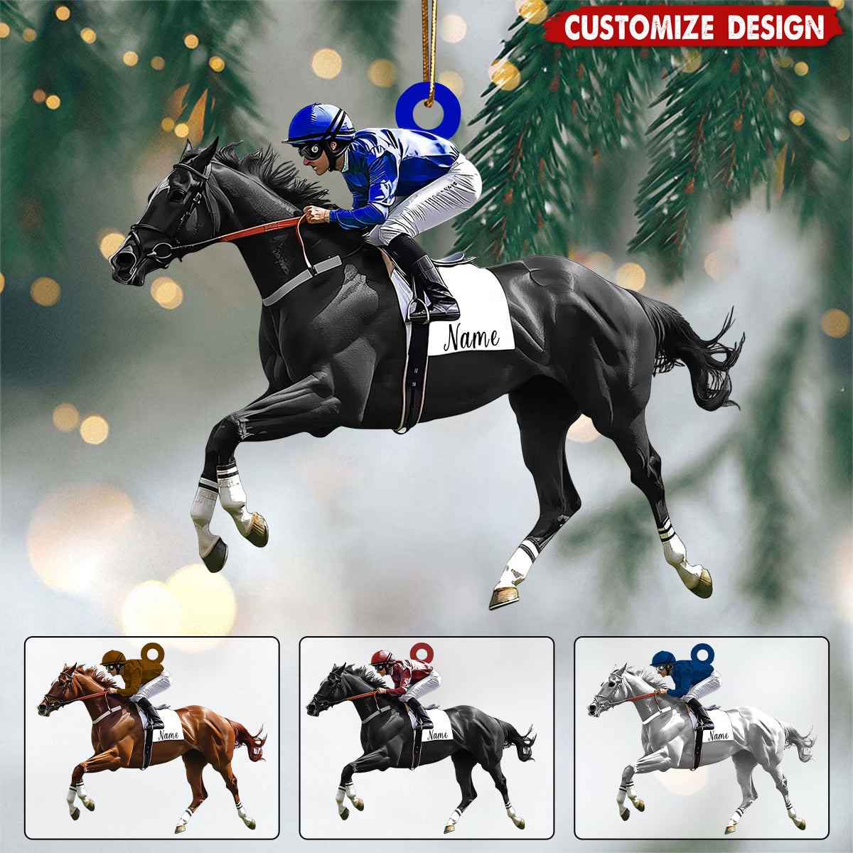 Personalized Horse Racing Ornament - Horse Lover Gift