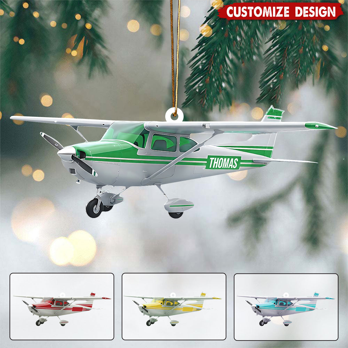 Personalized Airplane Christmas Ornament - Gift for Travelers, Aviators &amp; Helicopter Lovers