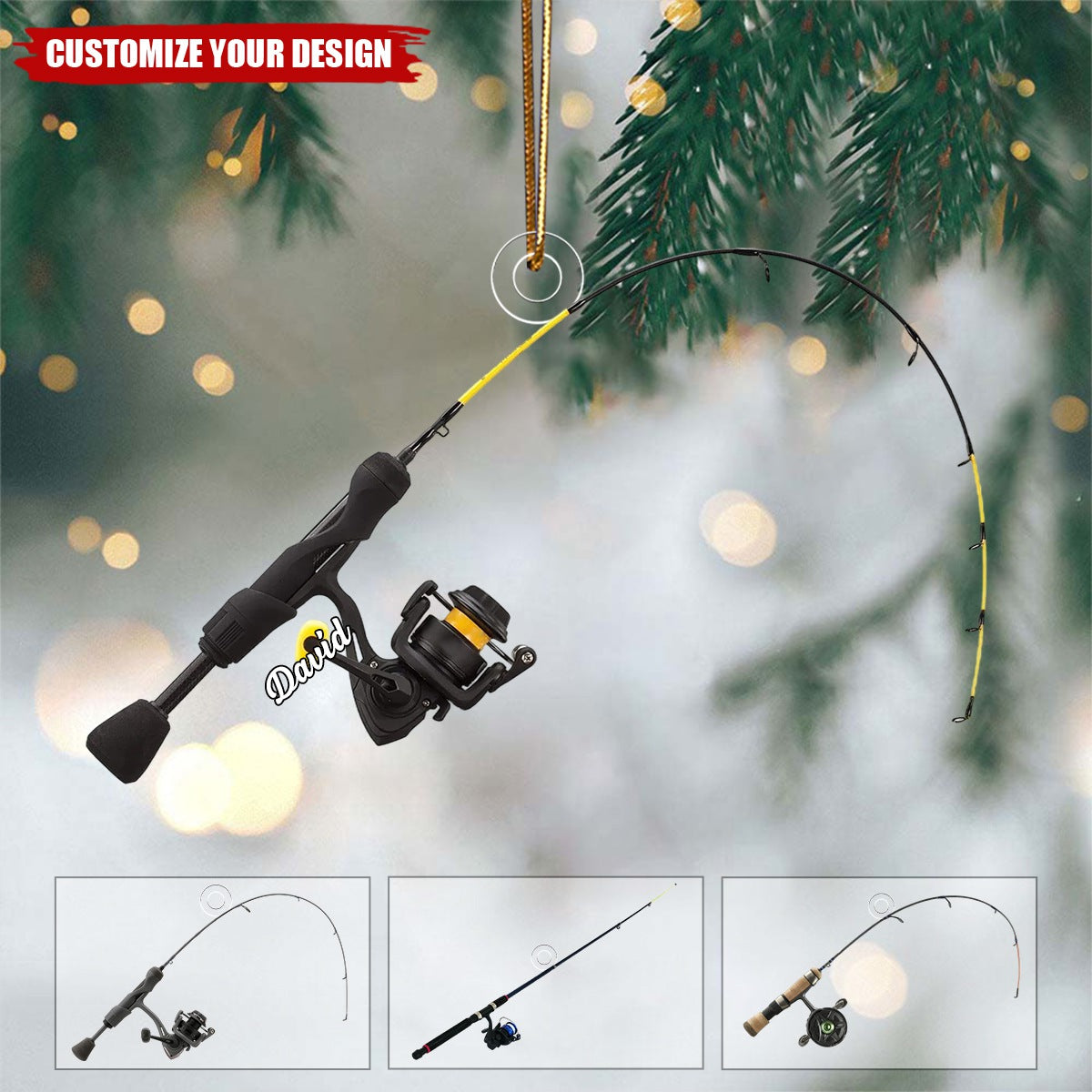 Personalized Fishing Rod Christmas Ornament Gift For Fishing Lover