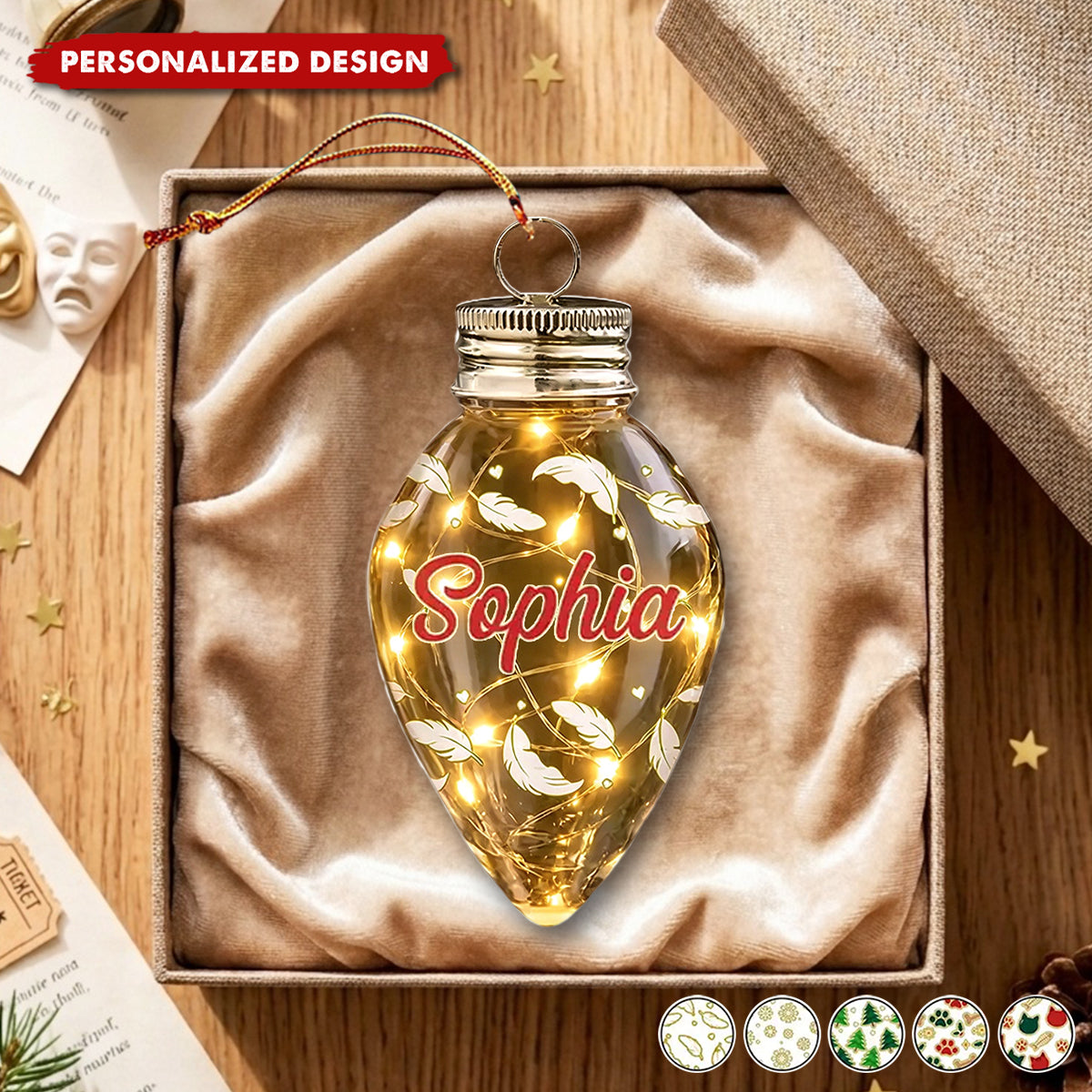 Christmas Decoration For Family - Personalized Ornament With Name Chili Bulb LED Light