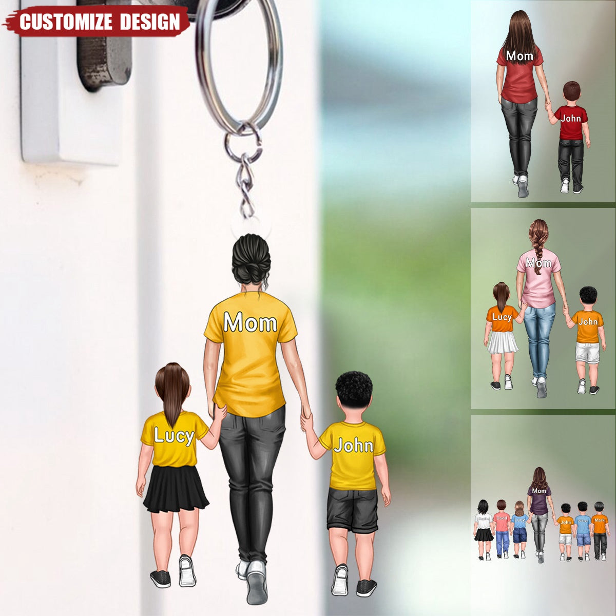 Personalized Mom / Nana And Kids Keychain - Gift For Mother&#39;s Day