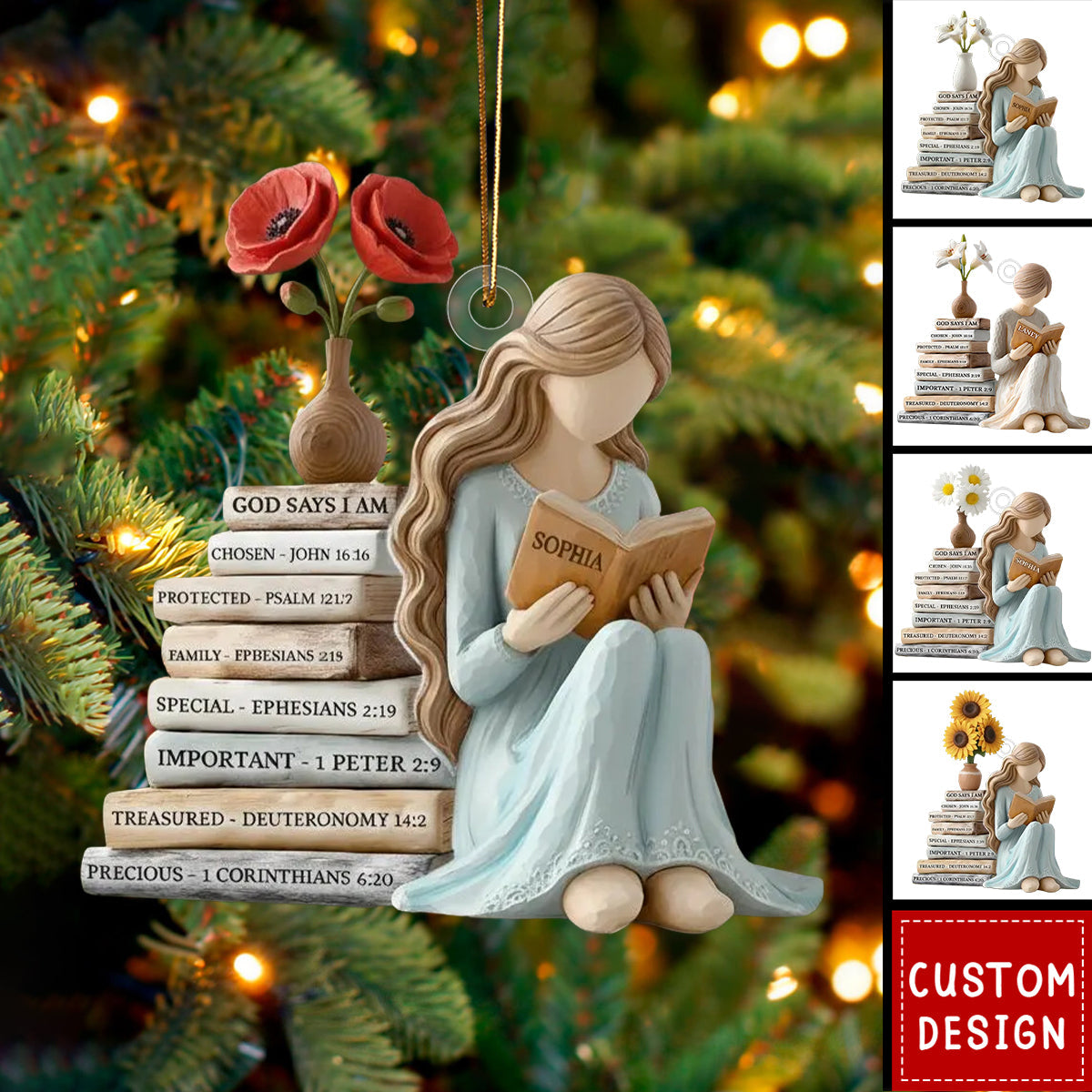 Personalized God Says I Am Christian Ornament with Bible Verse - Gift For Book Lover