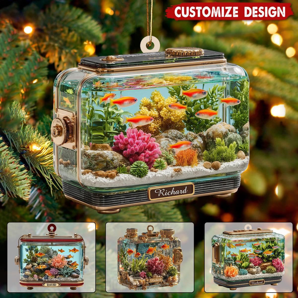 Personalized Aquarium Fish Tank Christmas Ornament - Gift for Fish Lovers