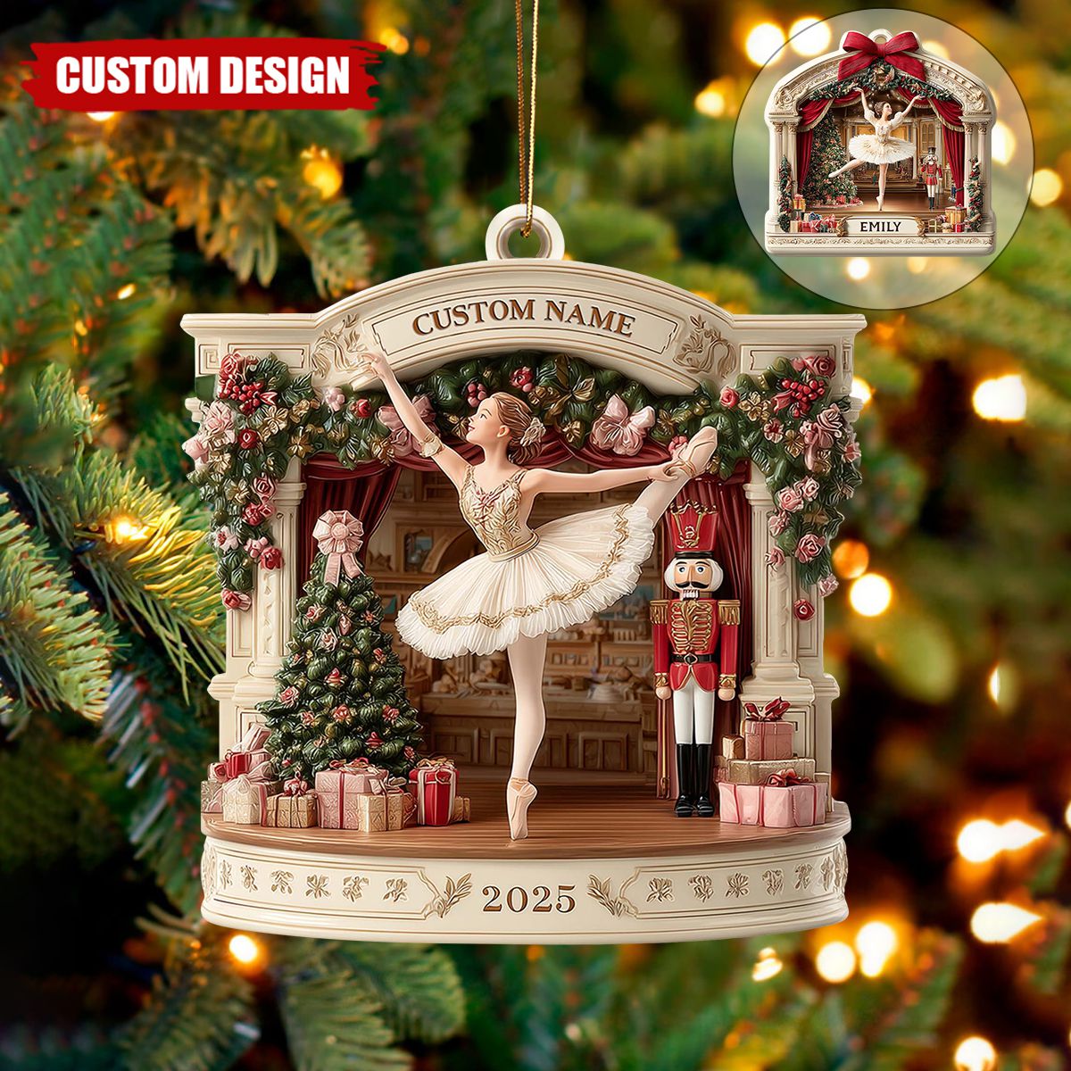 Personalized Nutcracker Ballet Christmas Ornament – Ballerina Stage  Decor