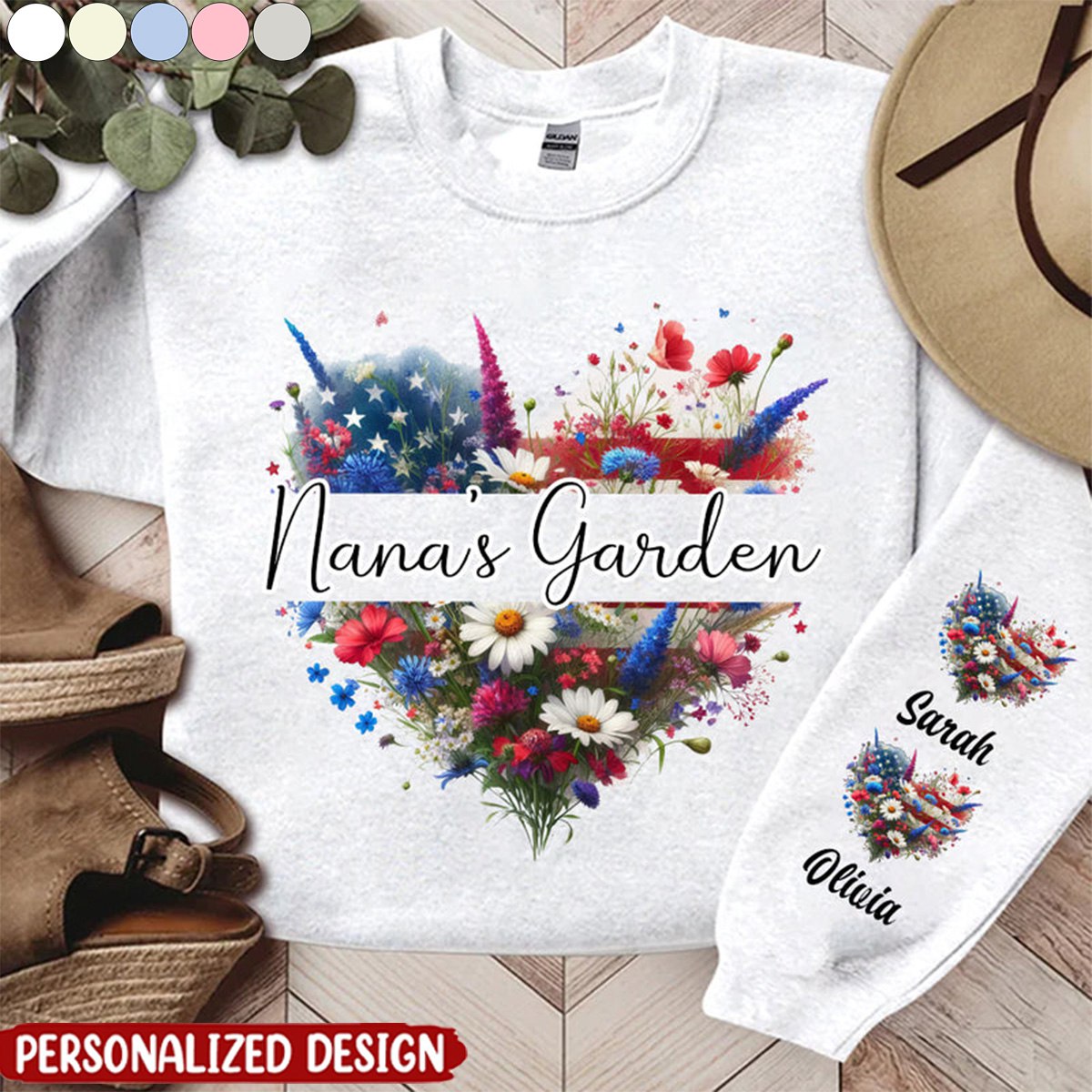 4th Of July Gigi&#39;s Garden Personalized Sweatshirt