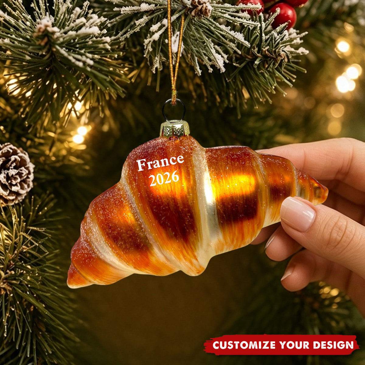 Personalized Croissant Ornament – Foodie Christmas Keepsake 2026
