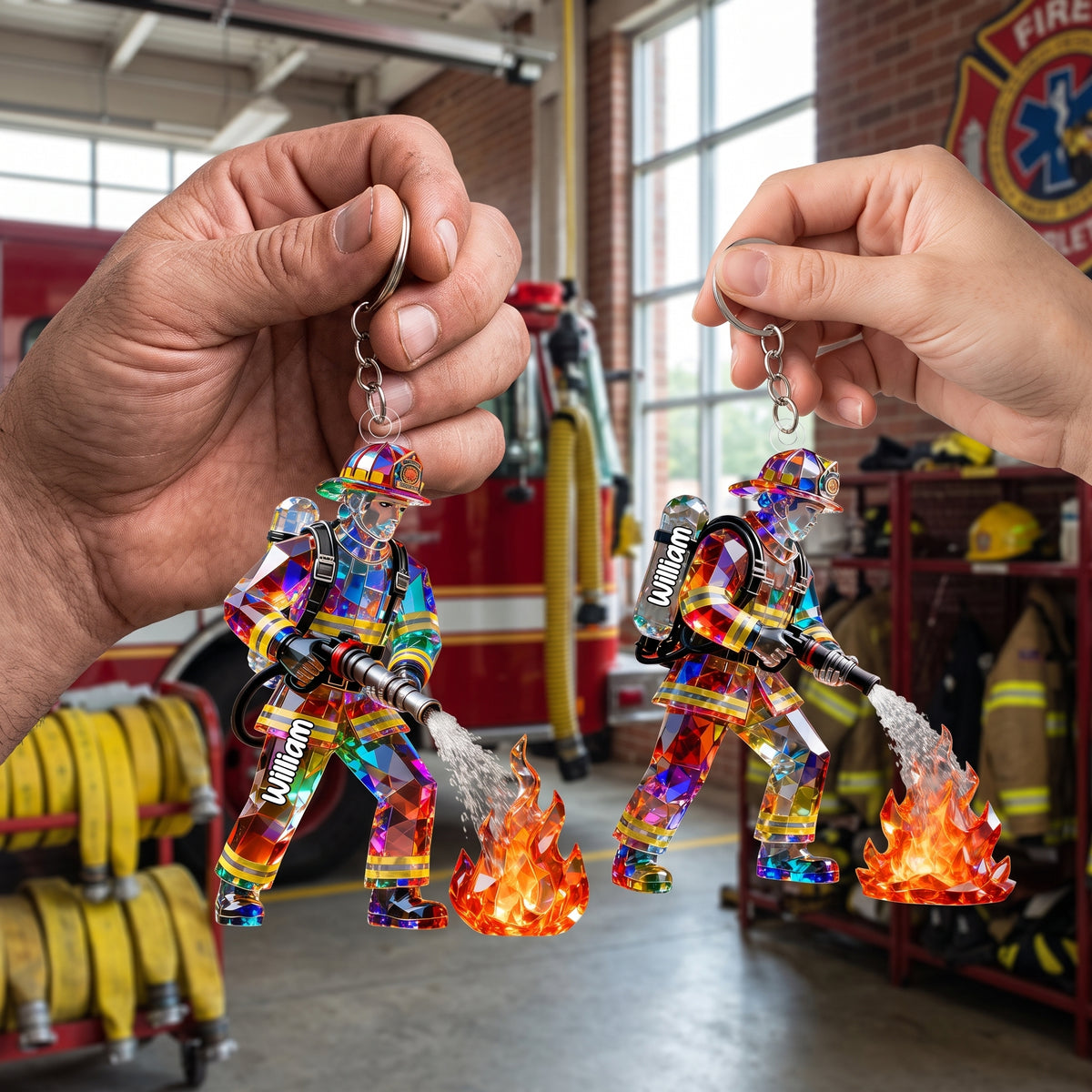 Proud Firefighter - Personalized Firefighter Acrylic keychain