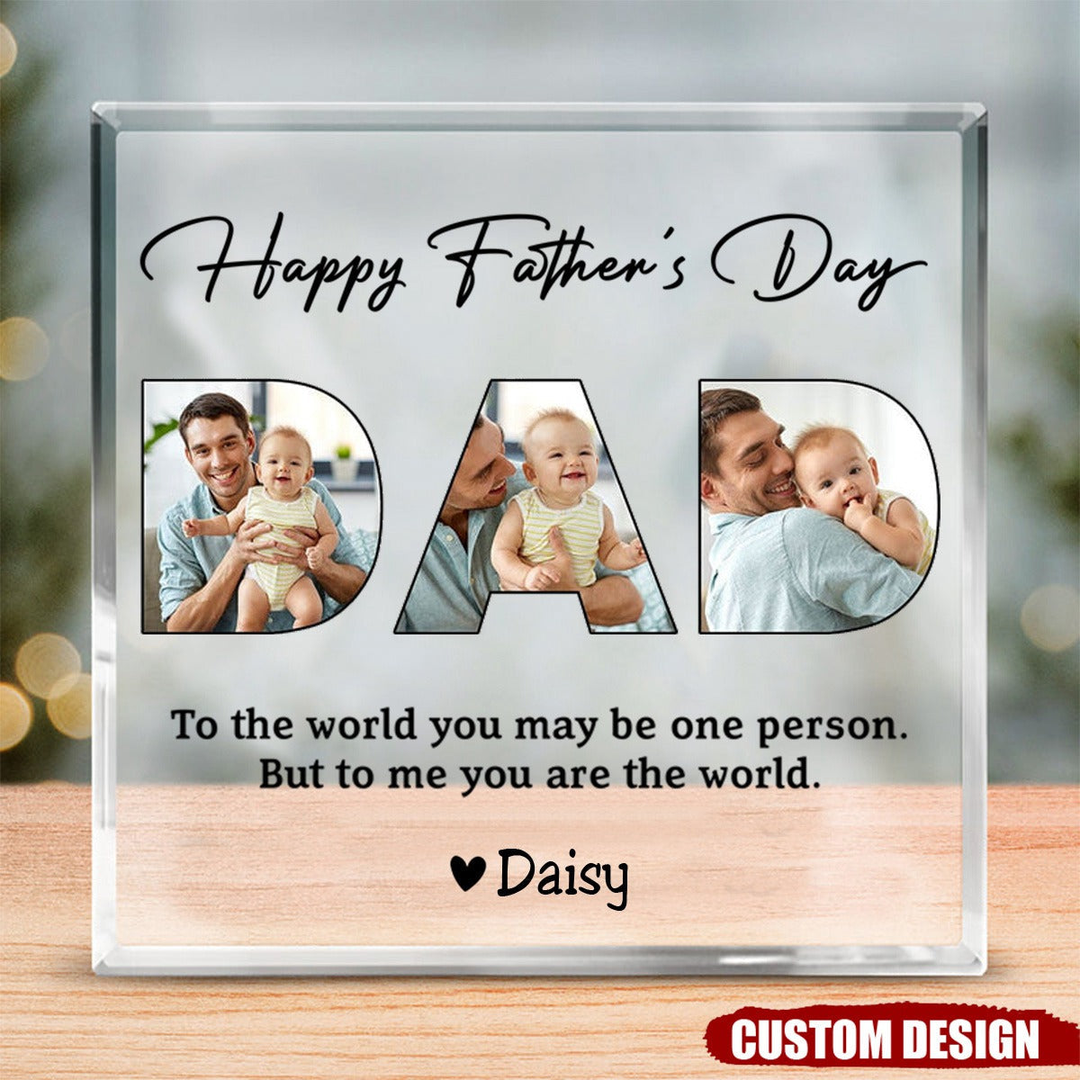 Dad, To Me You Are The World - Personalized Custom Square Shaped Acrylic Plaque - Gift For Dad, Father&#39;s Day Gift