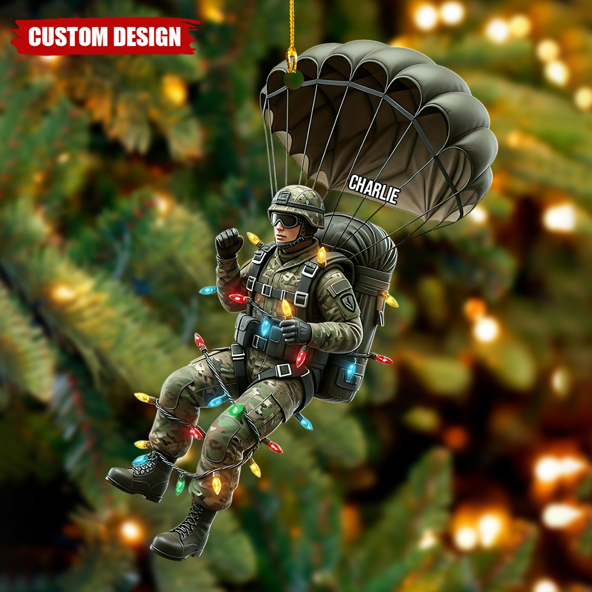 Military Parachutist - Personalized Veteran Ornament