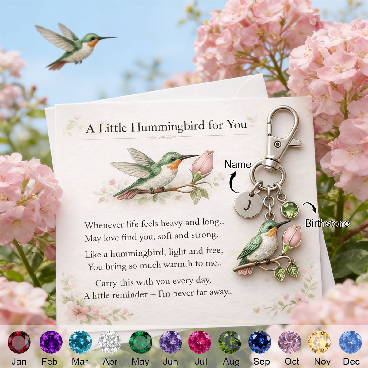 A Little Hummingbird for You keychain - Personalized Filled with Love &amp; Comfort Keychain - Mother’s Day Gift