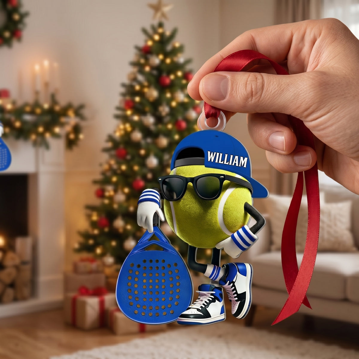 Personalized Cute Tennis Mascot Ornament, Gift for Tennis Lover