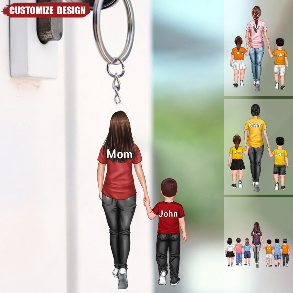 Personalized Mom / Nana And Kids Keychain - Gift For Mother&#39;s Day