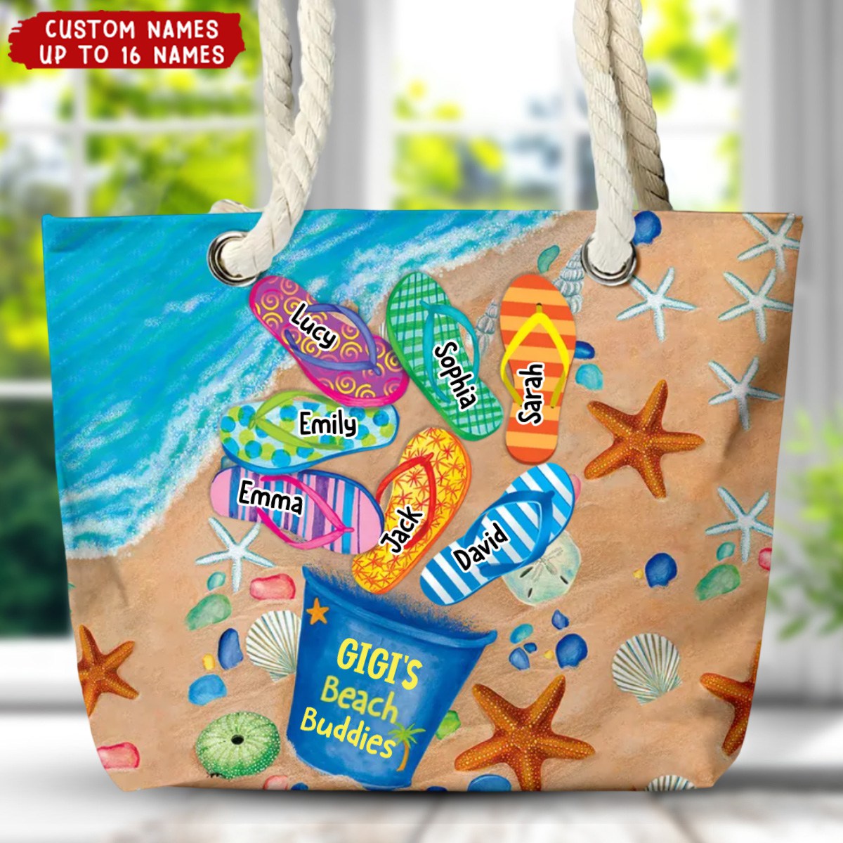Nana&#39;s Beach Buddies Summer Flip Flop - Personalized Beach Bag - Gift for Grandmas Moms Aunties
