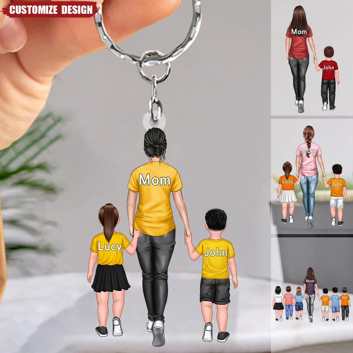 Personalized Mom / Nana And Kids Keychain - Gift For Mother&#39;s Day