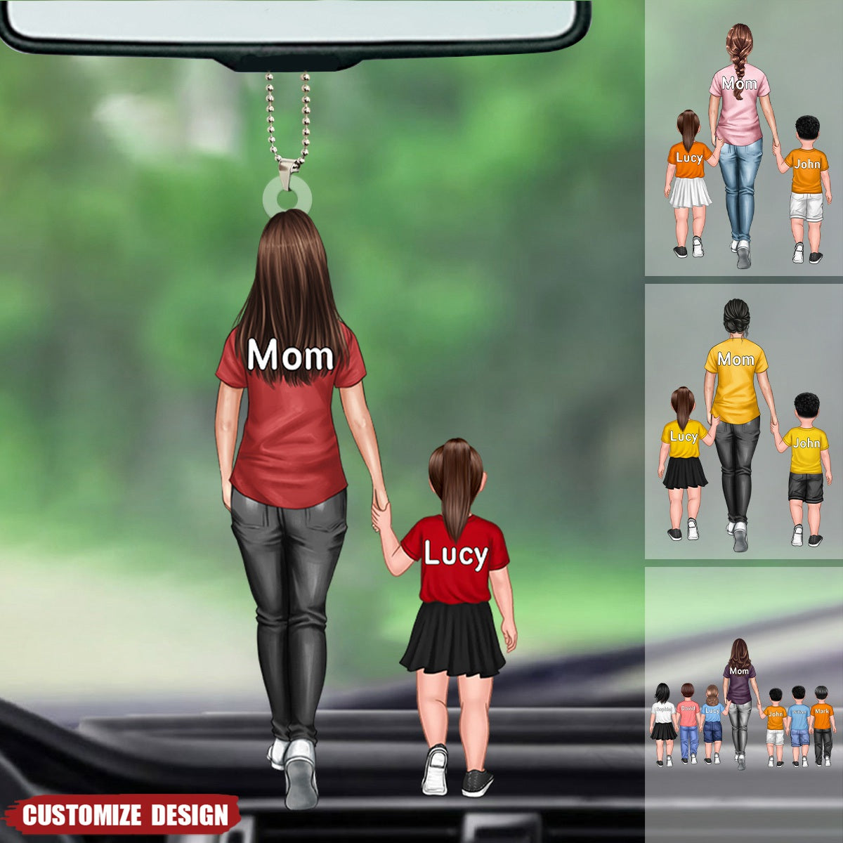 Personalized Mom / Nana And Kids Car Ornament - Gift For Mother&#39;s Day