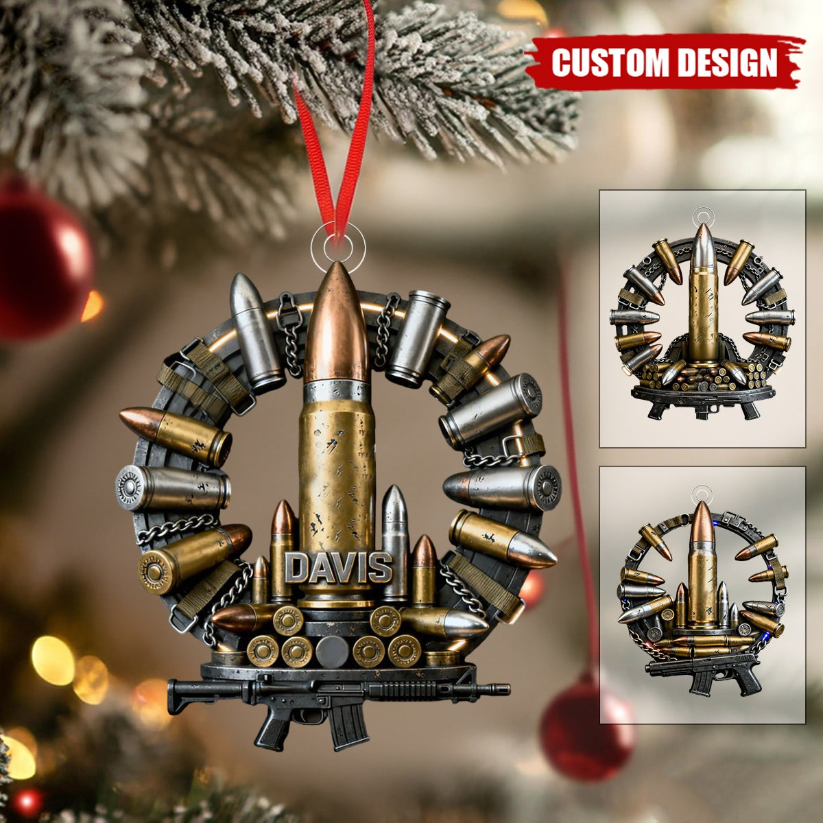 Personalized Gun Bullet Ornament - Gift For Army, Gun Lovers
