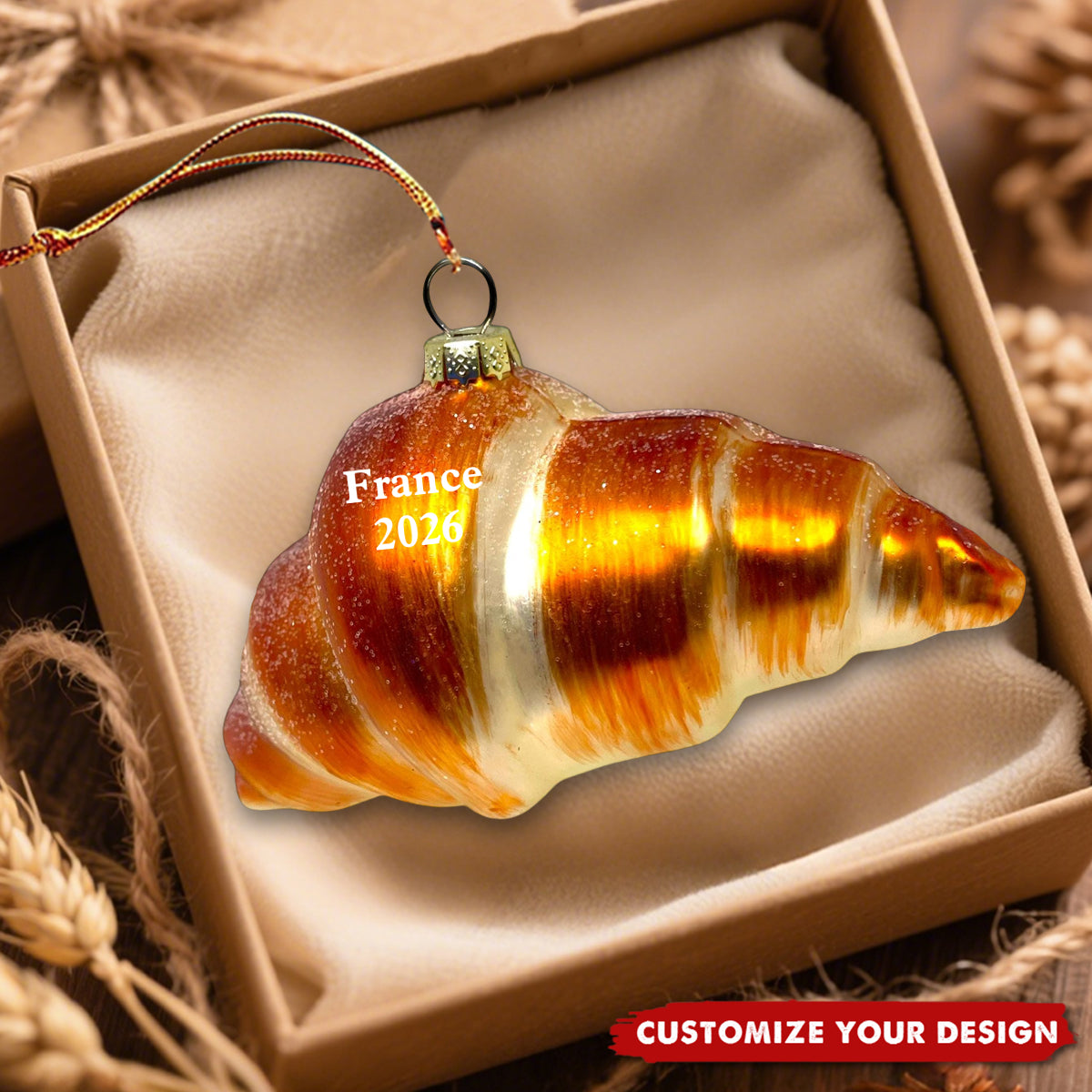 Personalized Croissant Ornament – Foodie Christmas Keepsake 2026