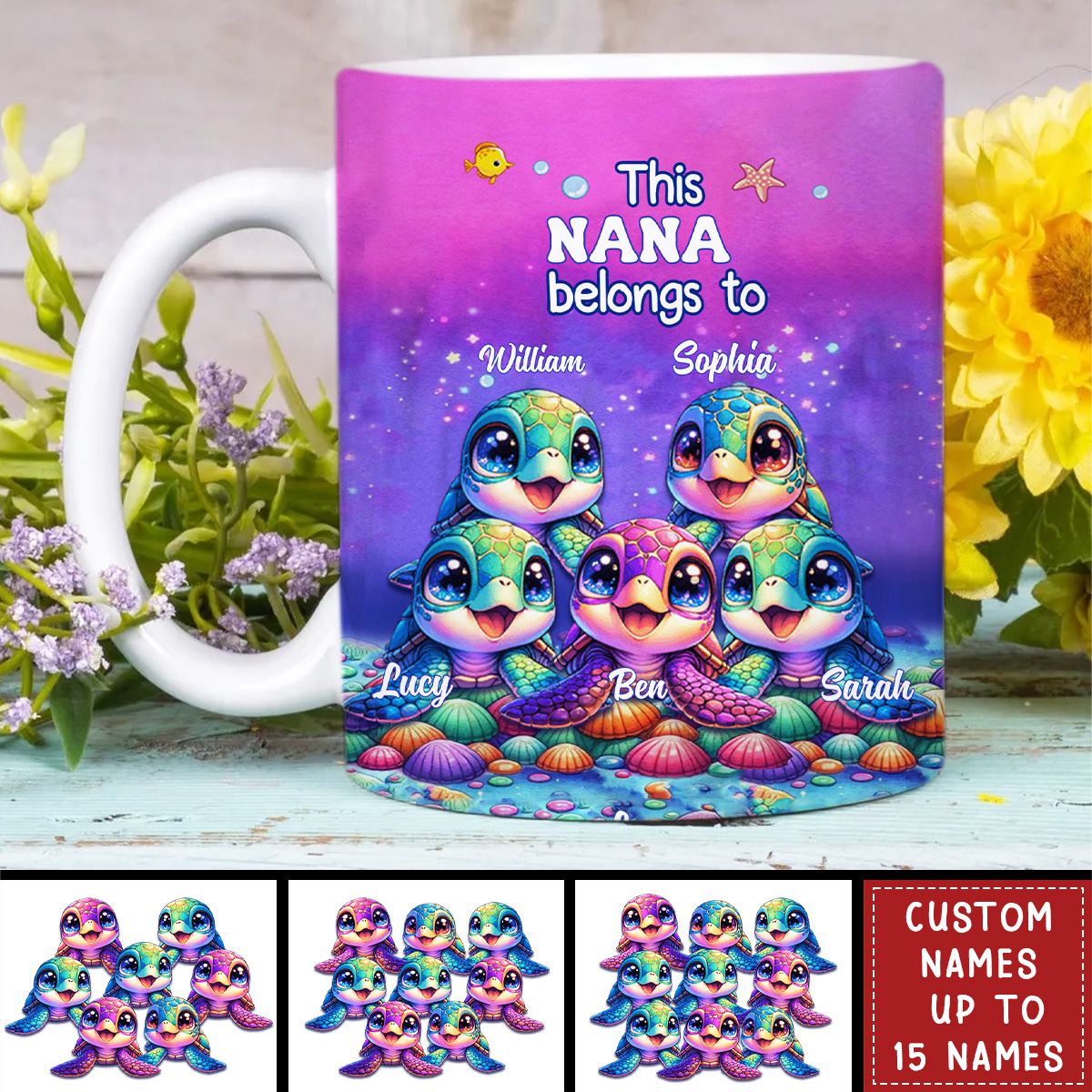 This Grandma belongs to Colorful Turtle Personalized Mug - Gift For Mother&#39;s Day