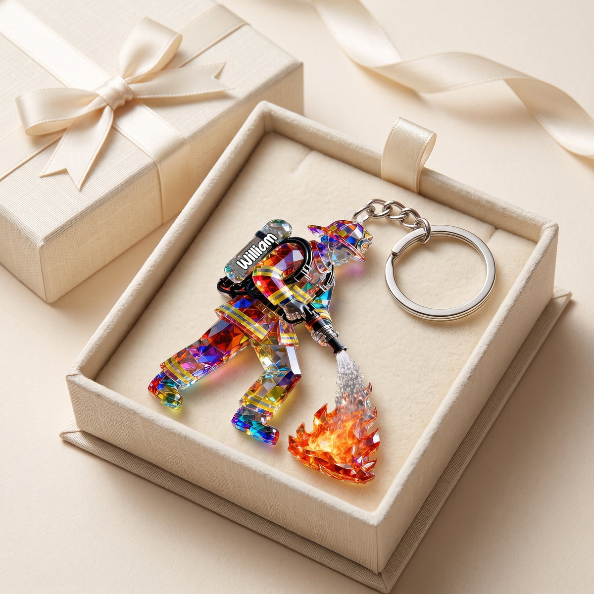 Proud Firefighter - Personalized Firefighter Acrylic keychain