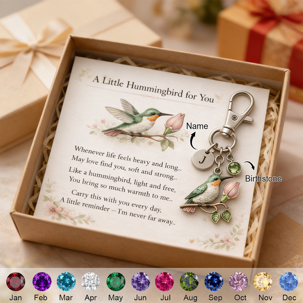 A Little Hummingbird for You keychain - Personalized Filled with Love &amp; Comfort Keychain - Mother’s Day Gift