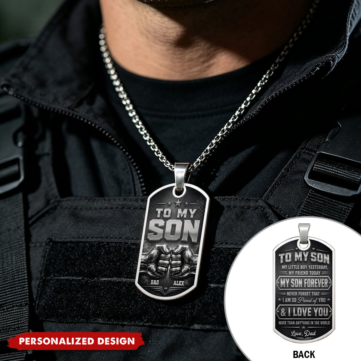 To My Son, Personalized Dog Tag Necklace, Gift For Son and Dad lovers