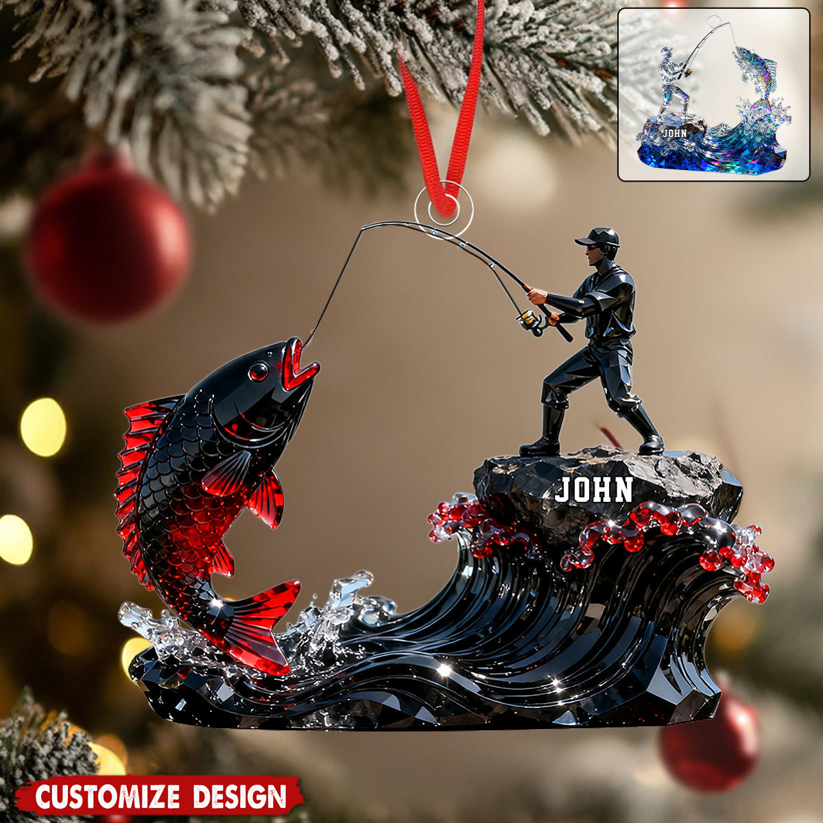 Personalized fishing themed ornaments