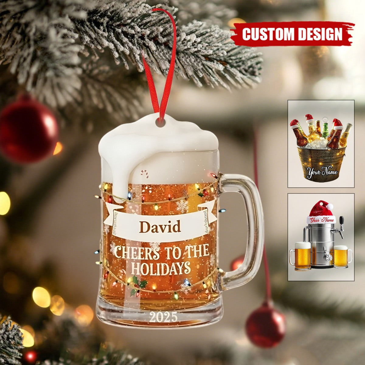 Personalized Beer Mug Bar Christmas Ornament - Unique Holiday  Gift for Beer Lover