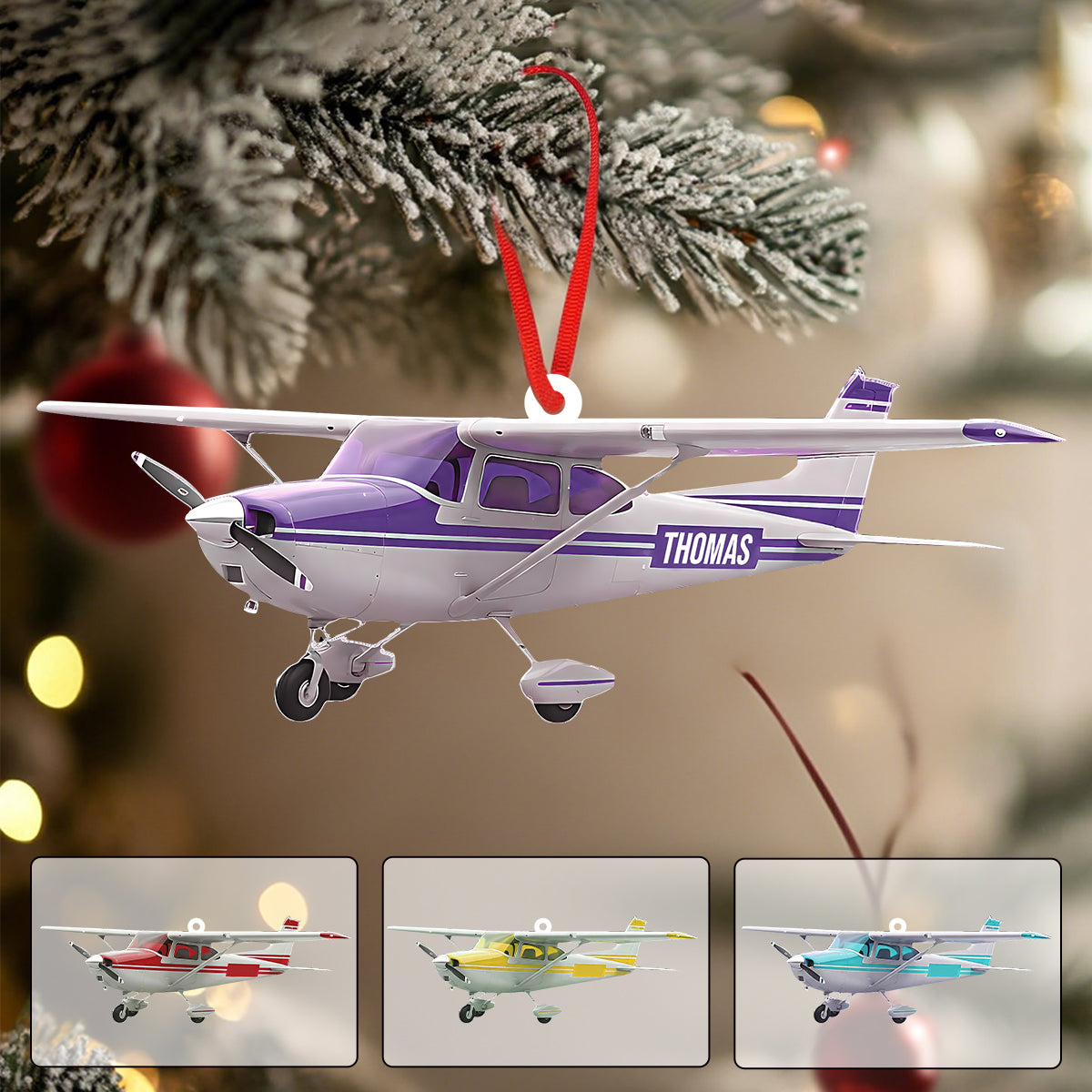 Personalized Airplane Christmas Ornament - Gift for Travelers, Aviators &amp; Helicopter Lovers
