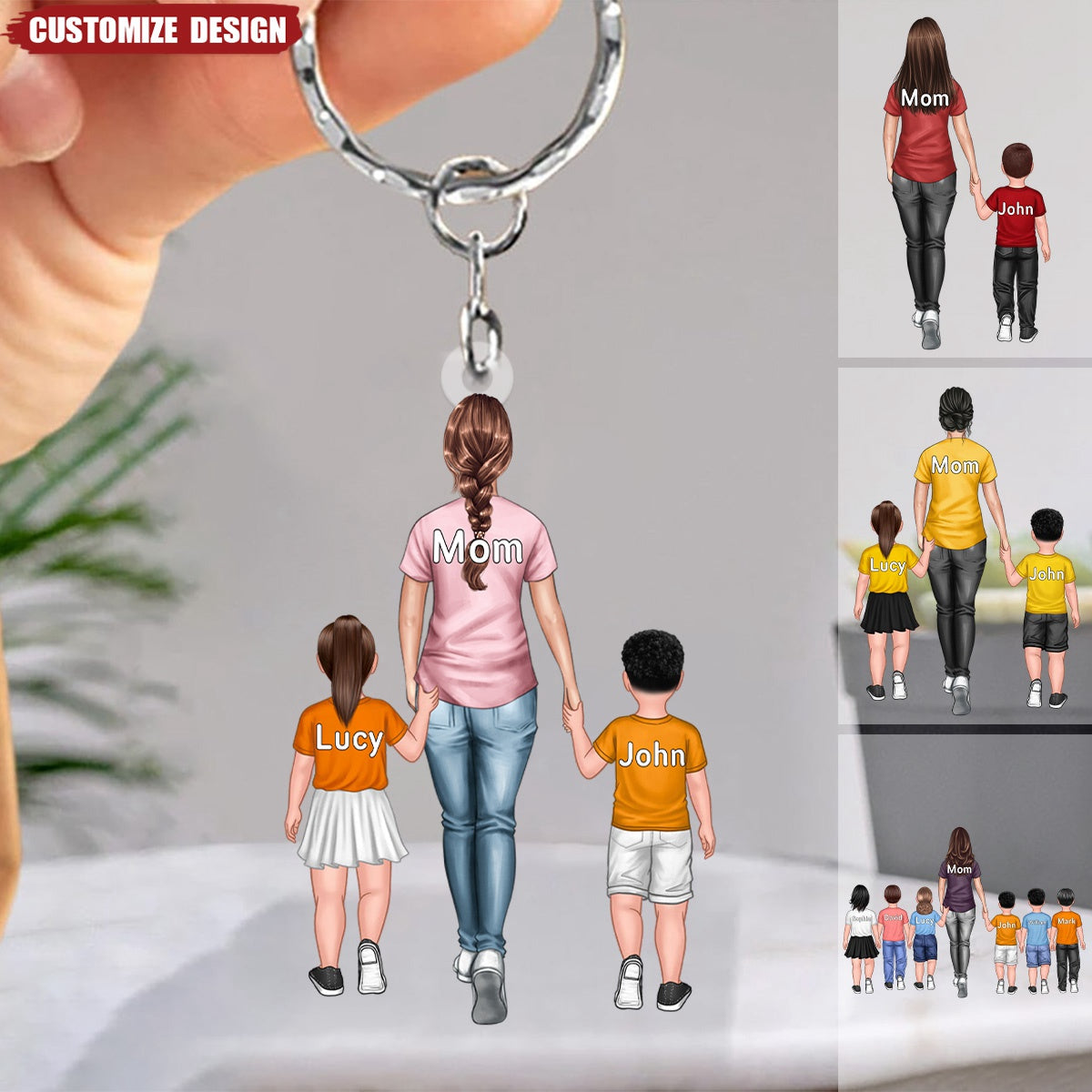 Personalized Mom / Nana And Kids Keychain - Gift For Mother&#39;s Day