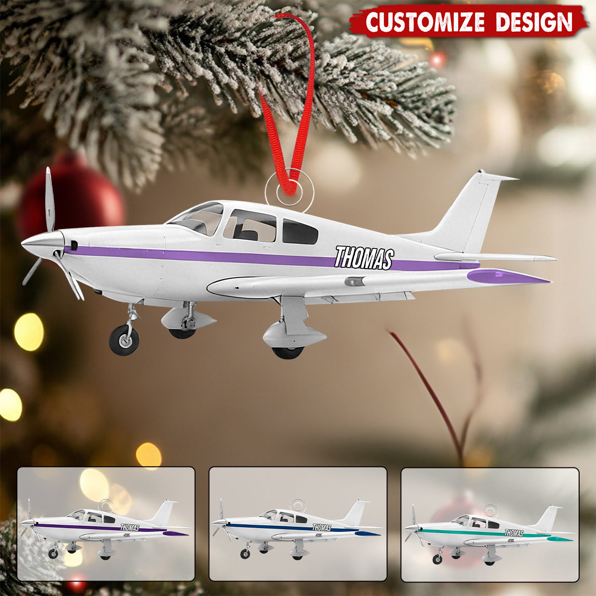 Personalized Airplane Christmas Ornament  - Gift For Aviation Lover
