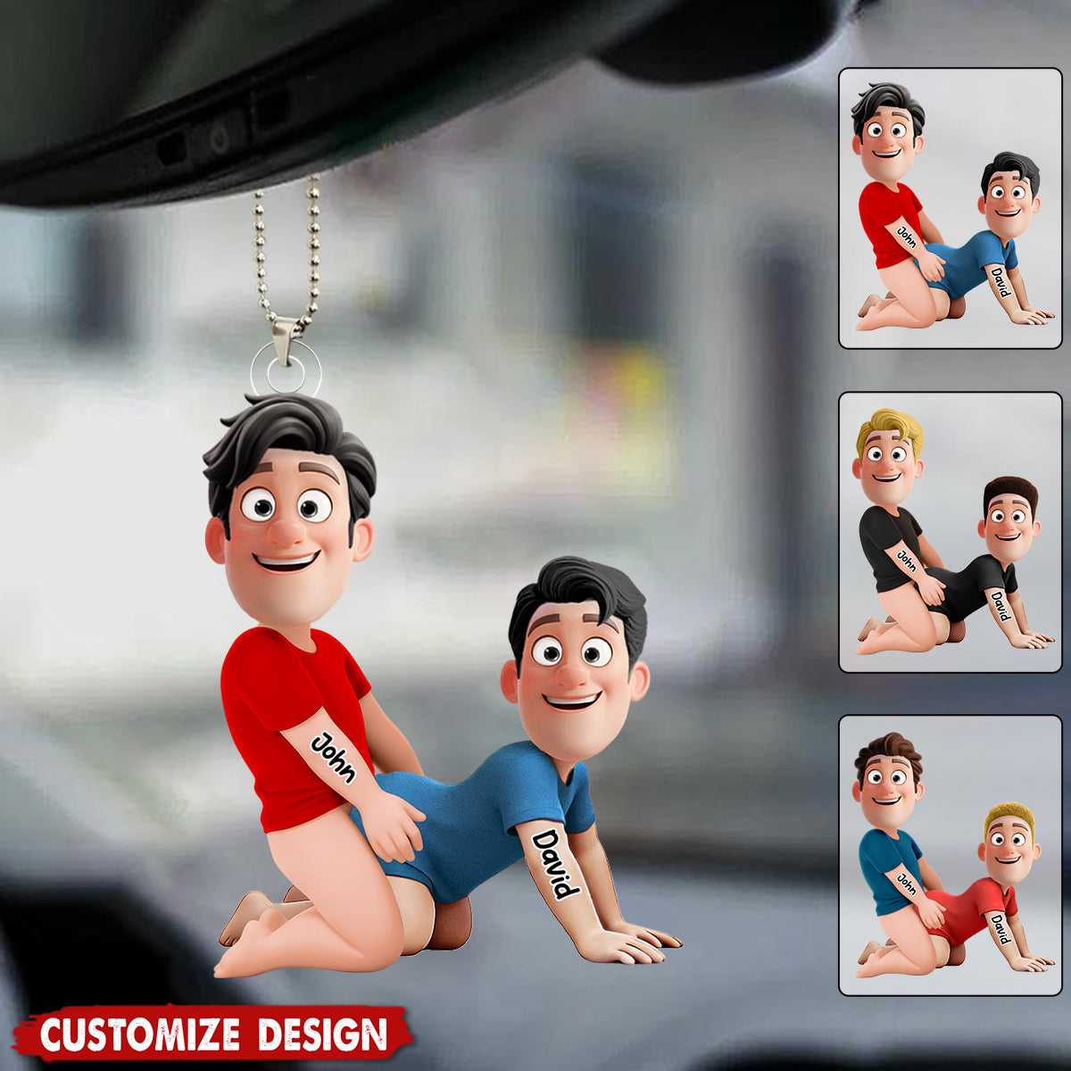 Naughty Personalized Gay Couple Car Ornament - Gifts For Couple