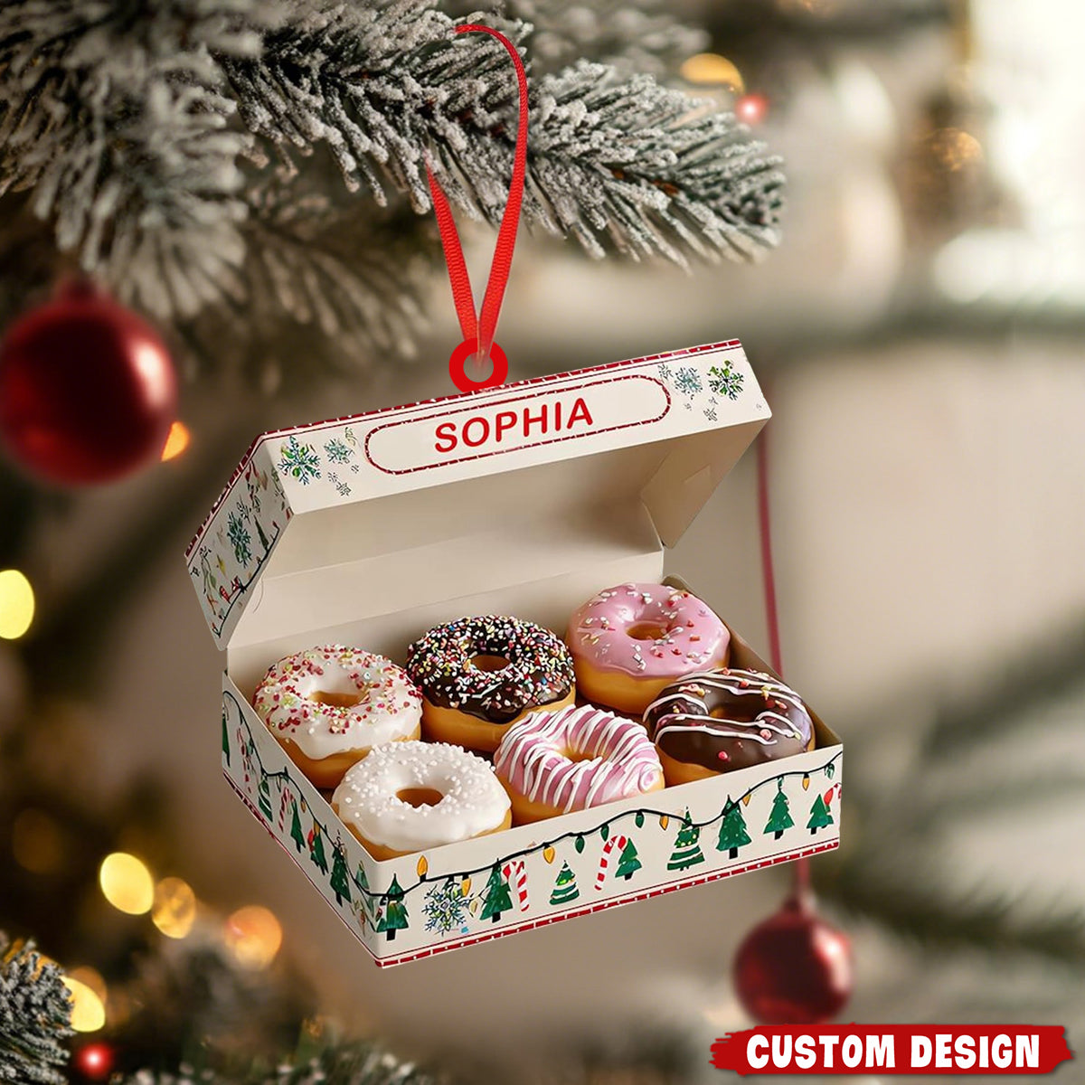Stacked Donut Christmas Tree Ornament, Doughnut Lover Foodie Holiday Decor, Funny Bakery Gift