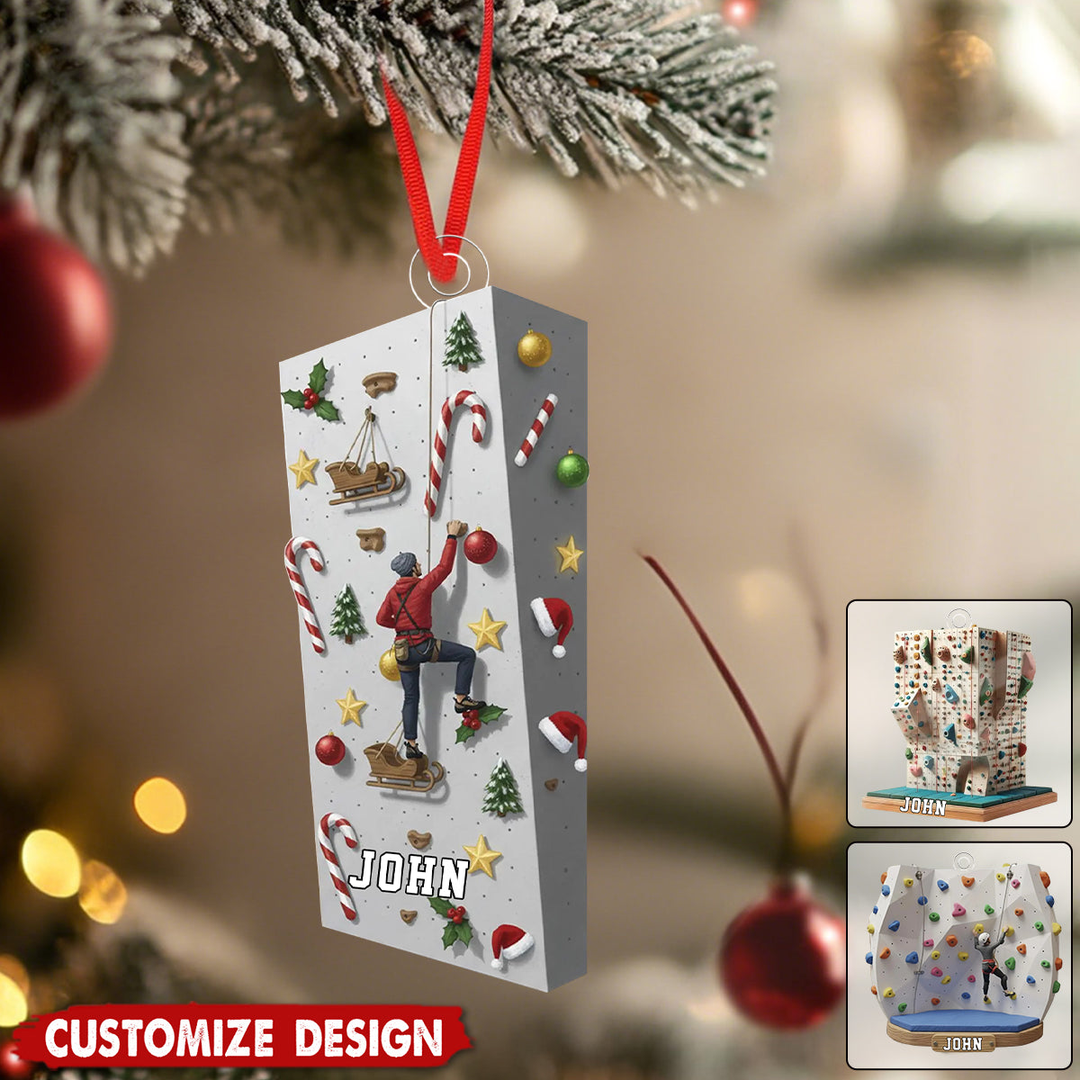 Personalized Rock Climbing Christmas Ornament – Gift for Athletes &amp; Adventure Lovers