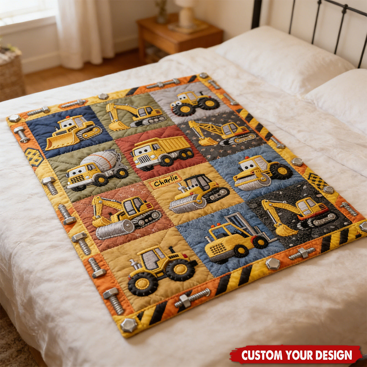 Construction Machines - Personalized Kid Blanket