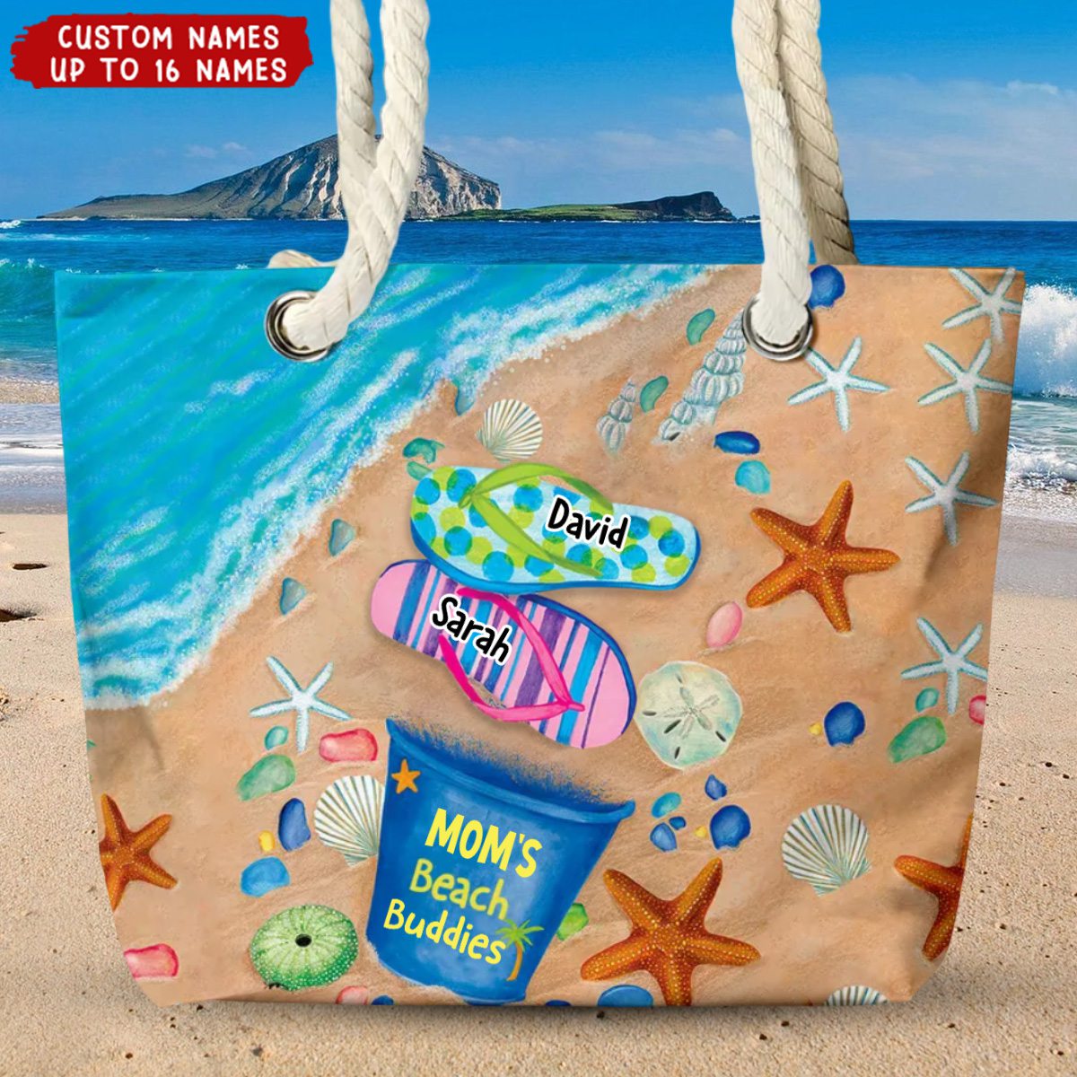 Nana&#39;s Beach Buddies Summer Flip Flop - Personalized Beach Bag - Gift for Grandmas Moms Aunties